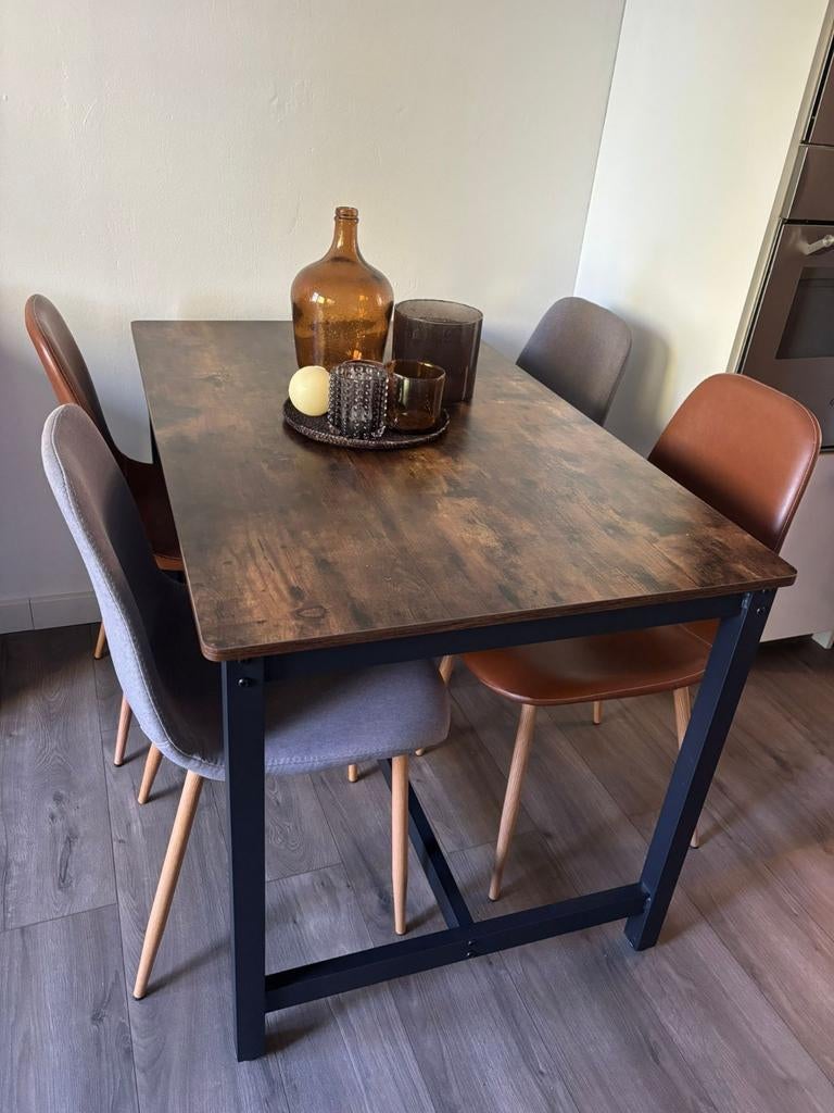 Tafel met 4 stoelen, Ophalen of Verzenden, 4 tot 6 stoelen