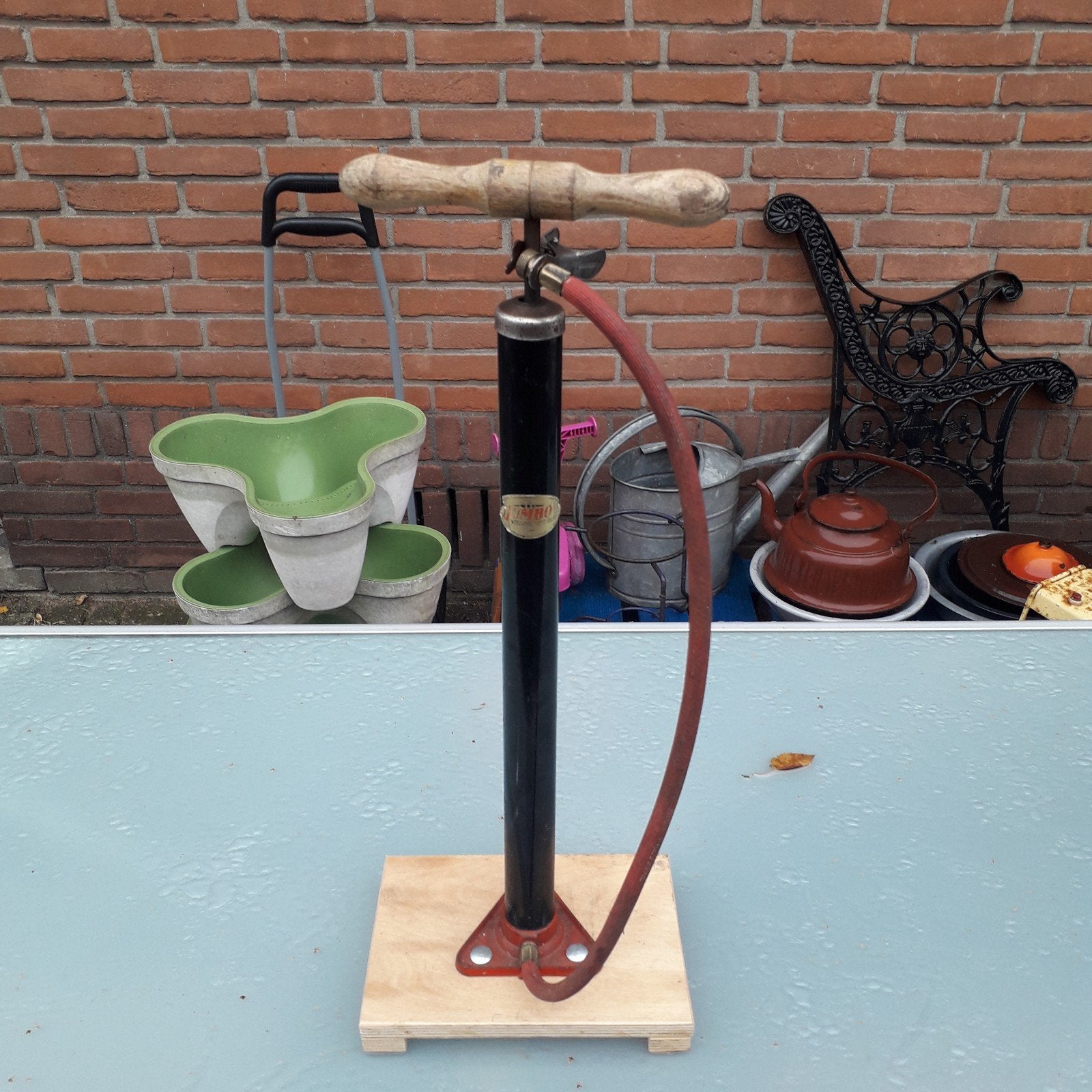 Oude degelijke Jumbo fietspomp, Ophalen, Gebruikt