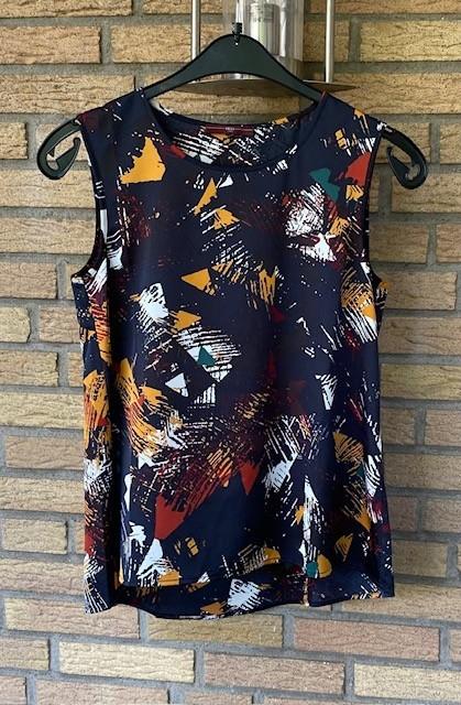 HIGH top mouwloos donkerblauw met print IT 40 / NL 36 - 38, Maat 38/40 (M), Nieuw, Zonder mouw, HIGH