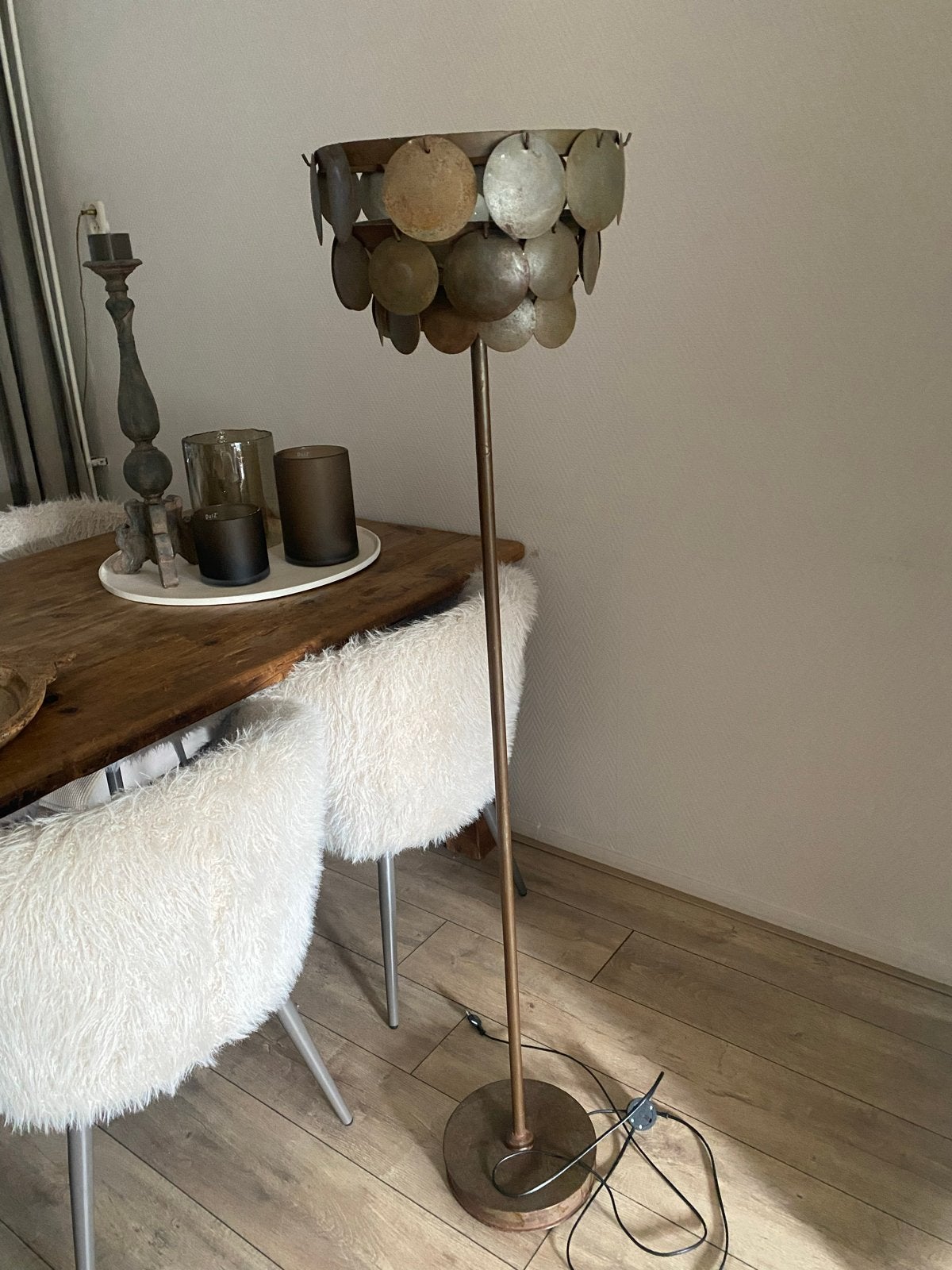 Hoffz IJzeren Staande Lamp Mura H152 x D34 cm, Huis en Inrichting, Lampen | Vloerlampen, Ophalen, Gebruikt, E27 (groot), Metaal