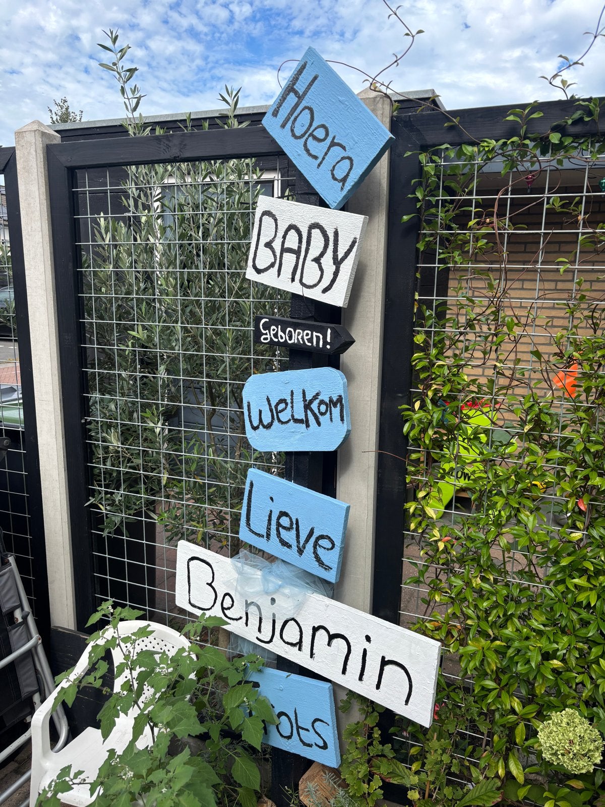 Geboortebord overschilderbaar + deurvlag, Kinderen en Baby's, Kraamcadeaus en Geboorteborden, Ophalen of Verzenden, Gebruikt, Geboortebord