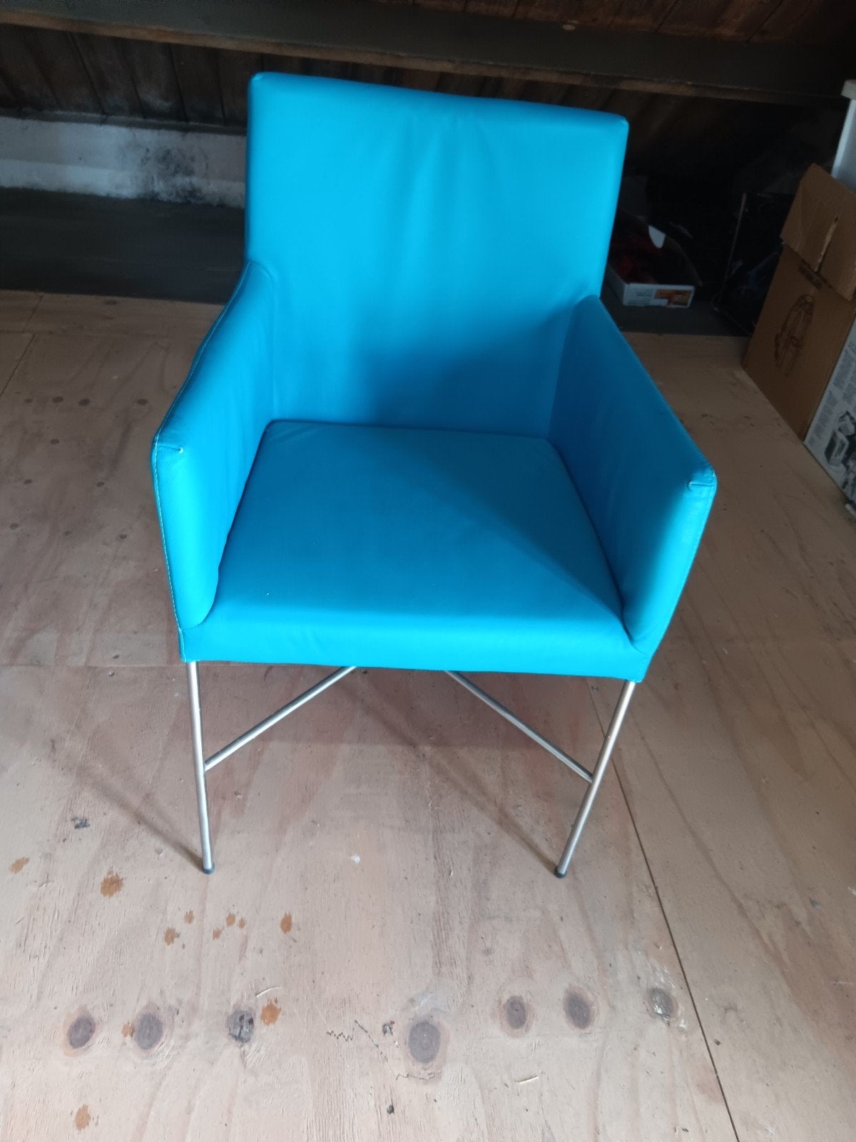Blauw leren stoel, Ophalen, Blauw, Eén