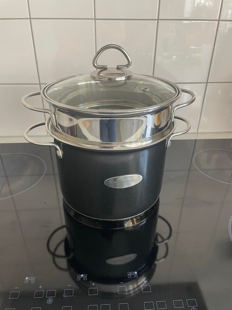 Relance RVS pastapan met Glazen deksel, Ophalen of Verzenden, Gebruikt, Rvs, Kookpan of Snelkookpan