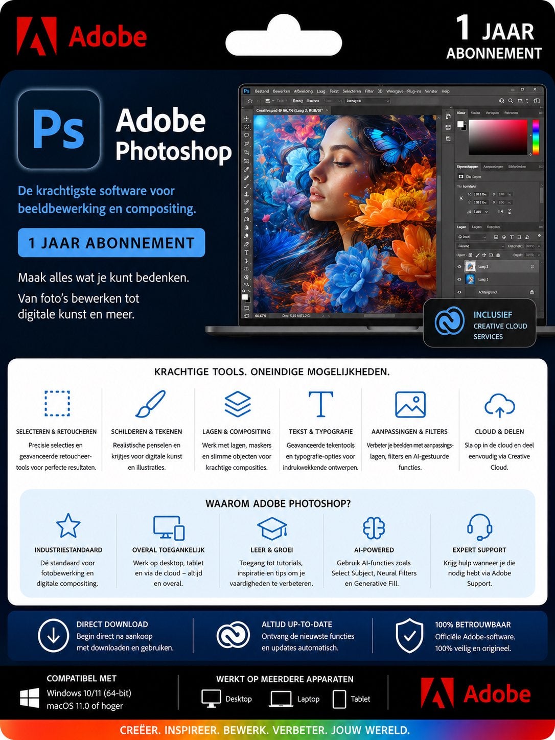 Photoshop 1 jaar abonnement, Verzenden, Nieuw, MacOS