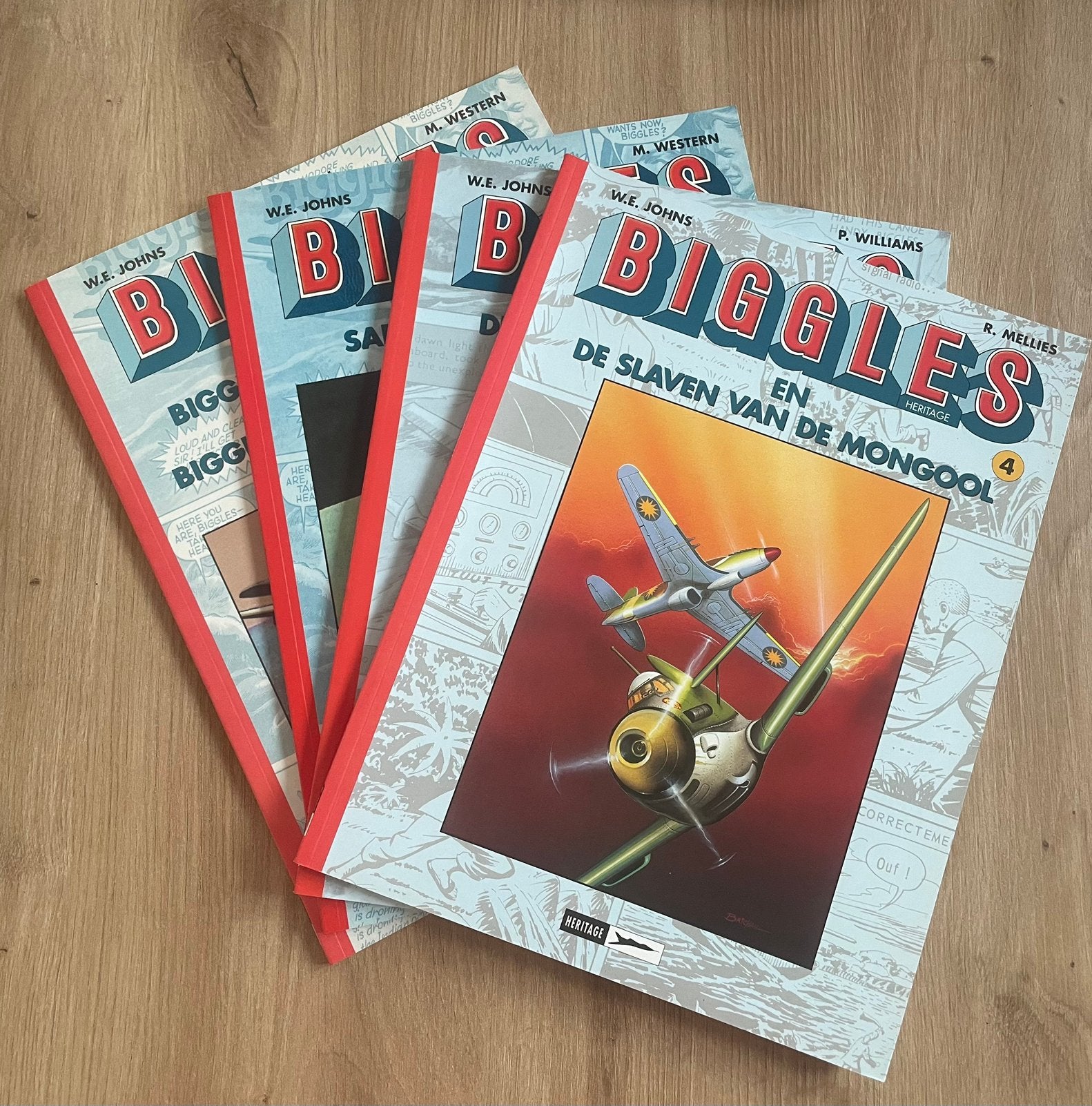 Biggles en de slaven van de mongool, deel 1 t/m 4, Meerdere stripboeken, Ophalen of Verzenden, Zo goed als nieuw