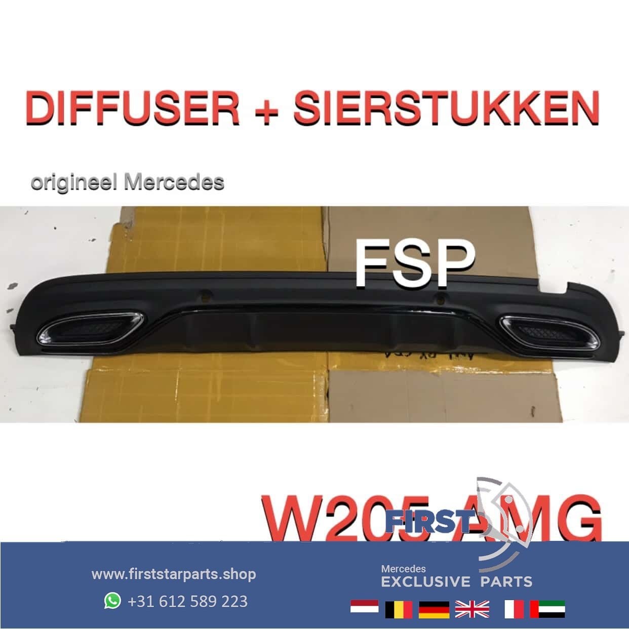 W205 S205 AMG Diffuser + uitlaat sierstukken Mercedes C Klas