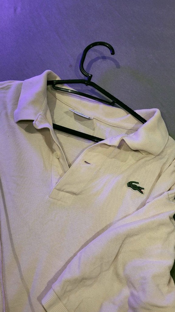 Originele Lacoste polo lange mouw - creme / ecru, Maat 52/54 (L), Lacoste, Ophalen of Verzenden, Zo goed als nieuw
