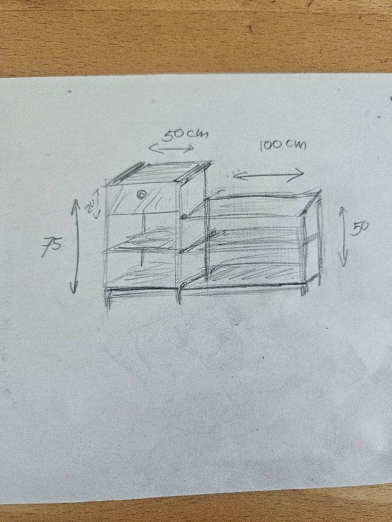 Lundia stelling met lade 100 en 50cm, Huis en Inrichting, Kasten | Stellingkasten, Ophalen, Gebruikt