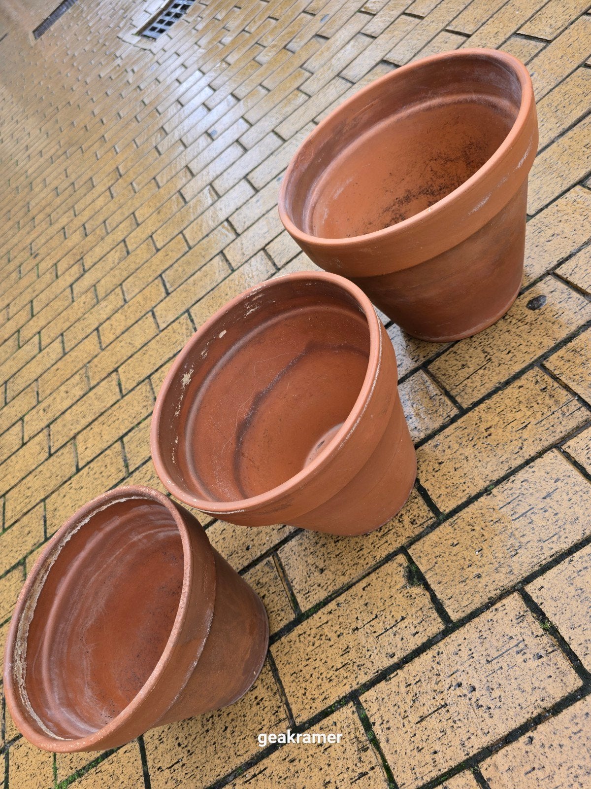 3 Spang terracotta bloempotten 25 27 28 cm, Tuin en Terras, Gebruikt, Rond, Minder dan 40 cm, Terracotta