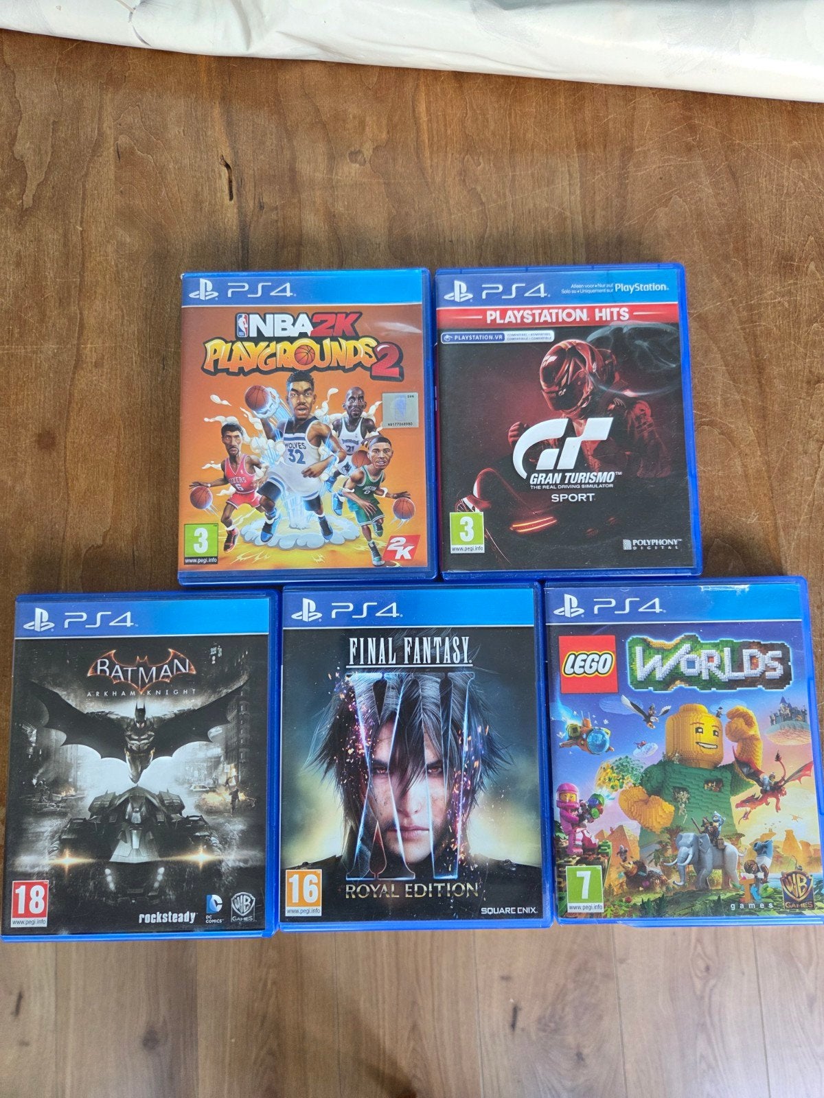 5 PS4 games: Gran Turismo, Batman, Final Fantasy, LEGO, NBA, Ophalen of Verzenden, Gebruikt, Met games
