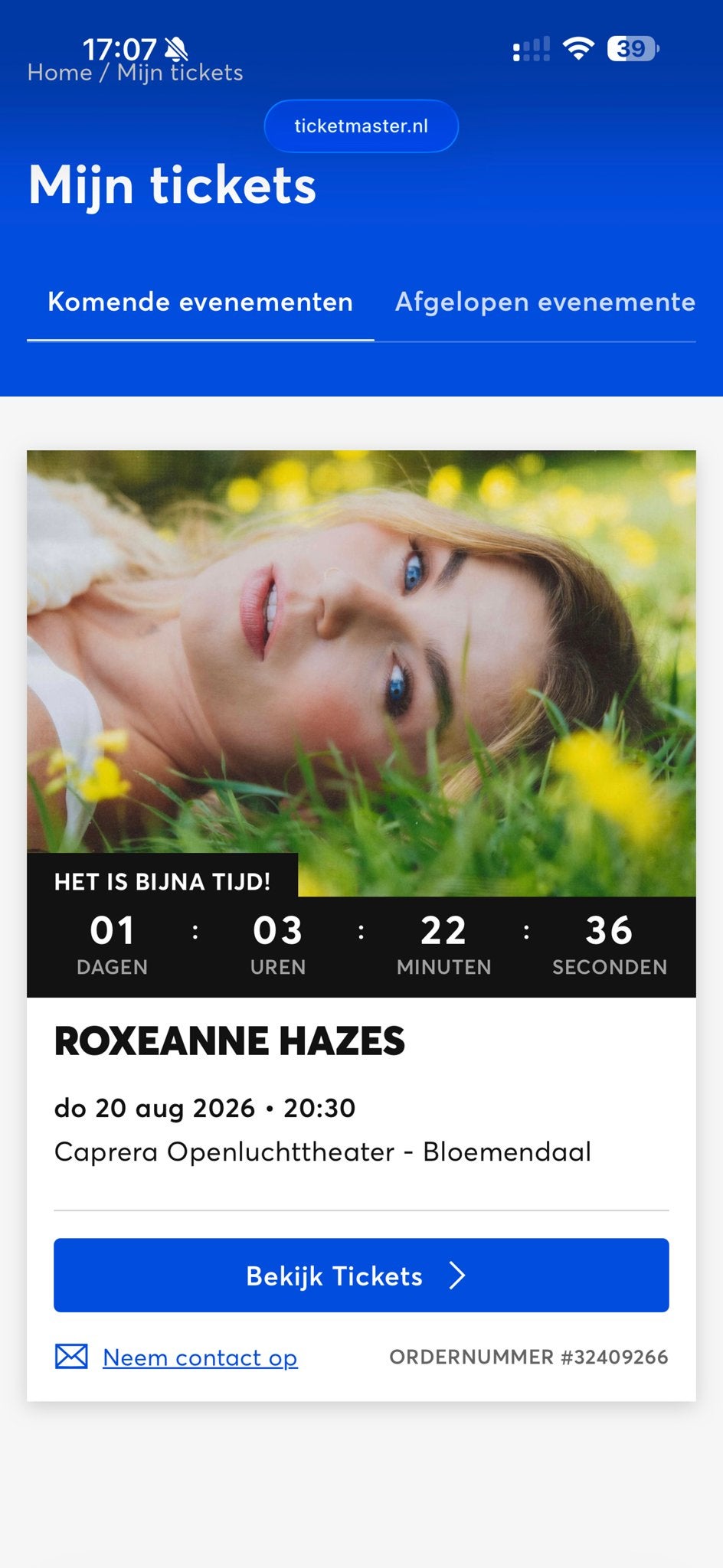 2 tickets morgen 20 aug Caprera Roxeanne Hazes, Twee personen, Augustus