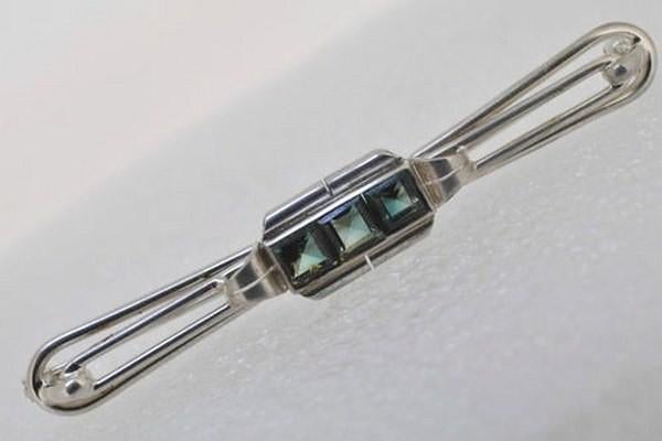 Teka, Theodore Klotz. Art deco broche 835, 3 toermalijnen, Ophalen, Zilver, Broche