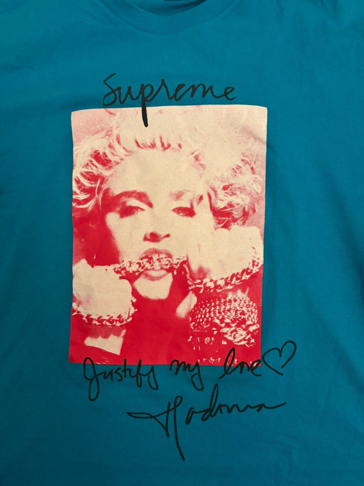 Supreme Madonna T Shirt mt M, Ophalen of Verzenden, Zo goed als nieuw, Maat 48/50 (M), Blauw