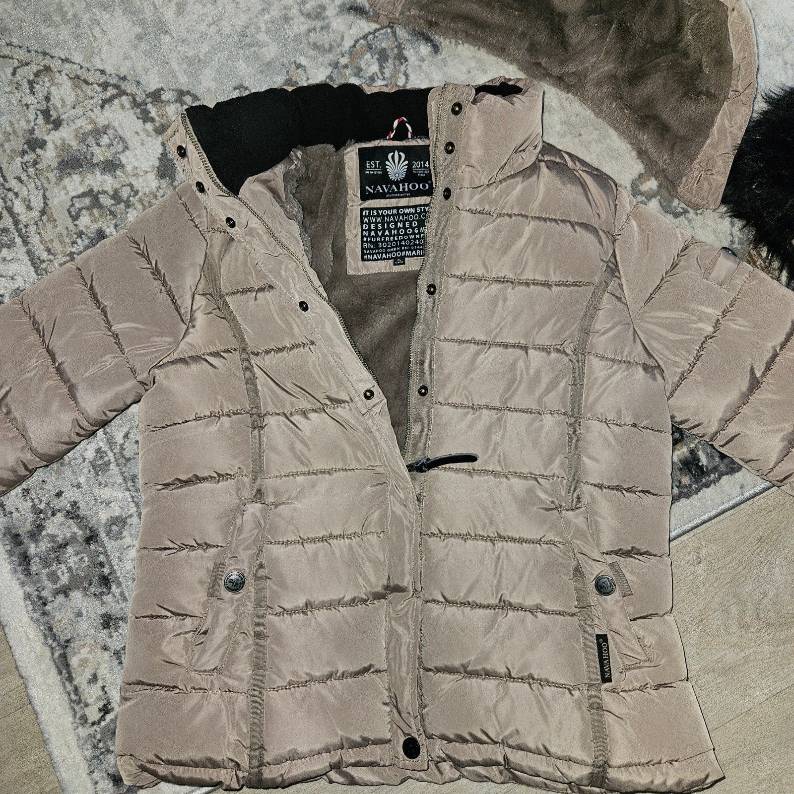 Navahoo winterjas met afneembare bontkraag, Kleding | Dames, Jassen | Winter, Maat 38/40 (M), Navahoo, Beige, Ophalen of Verzenden