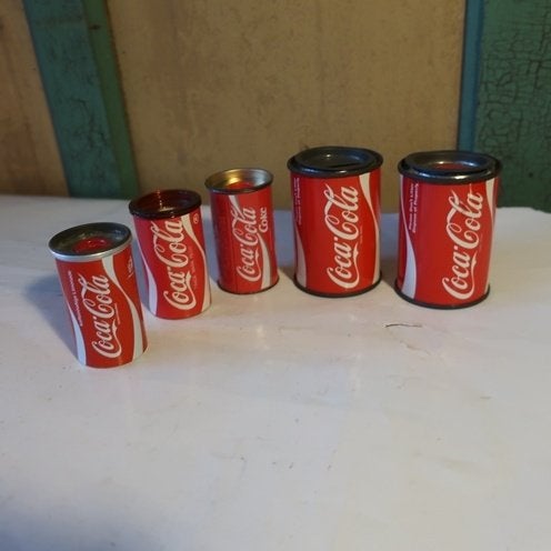 Blik Coca Cola spaarpot puntenslijper SET VAN 5 STUKS, Verzamelen, Ophalen of Verzenden, Gebruikt, Overige typen