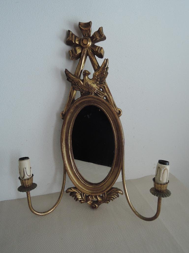 Ouderwetse goudgekleurde hanger met spiegeltje, Antiek en Kunst, Ophalen of Verzenden