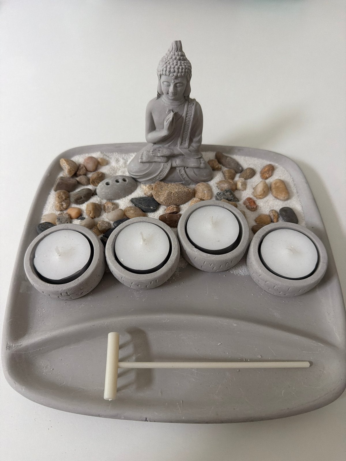 Zen Tuin met Boeddha en Theelichthouders, Ophalen, Nieuw, Oosters, Grijs