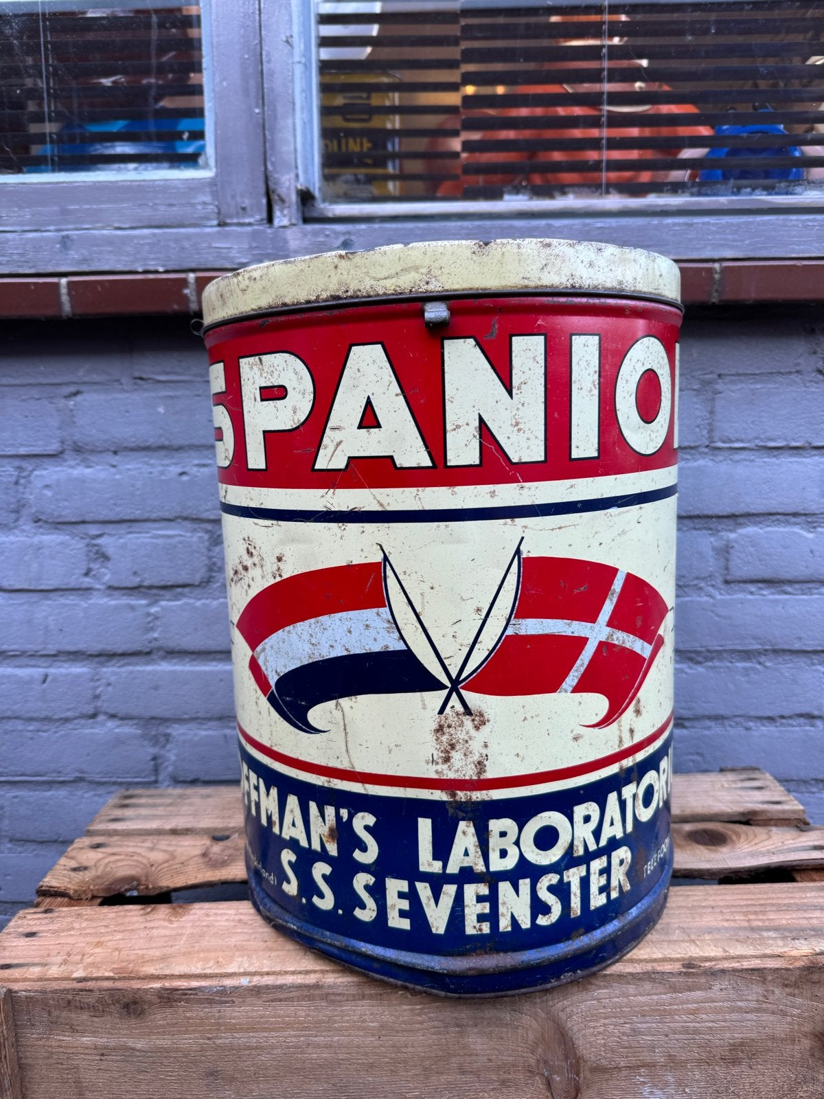Antieke Spaniol blik van Zoffman's Laboratorium, Ophalen of Verzenden