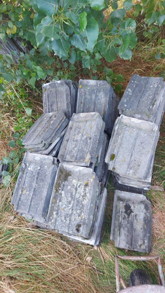 Platte friese dakpannen  gesmoord enkele streep, Doe-het-zelf en Verbouw, Dakpannen en Dakbedekking, Ophalen, Gebruikt, Steen of Klei