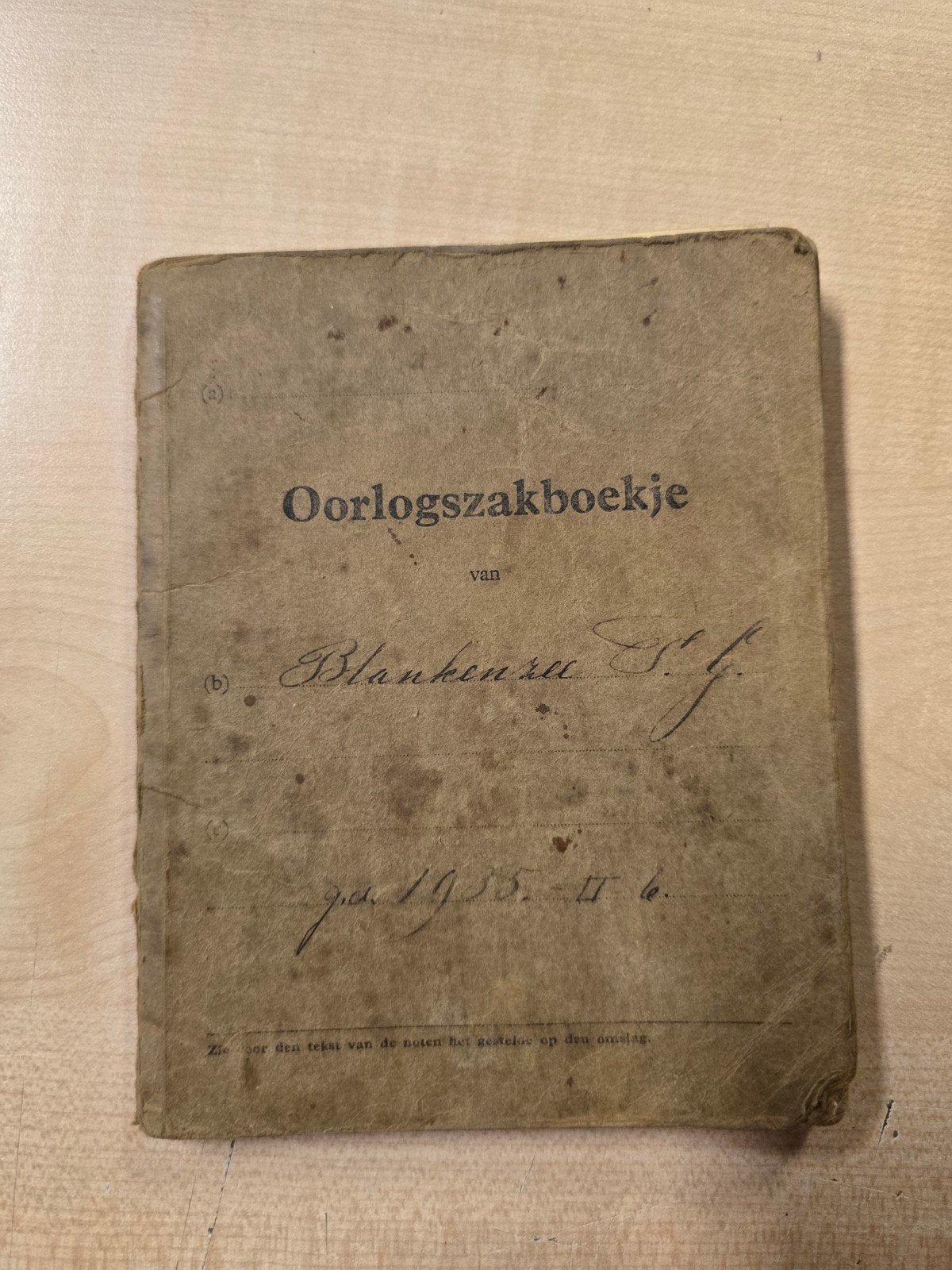 OZB Oorlogszakboekje 5 RVA Veldartillerie Scherpschutter, Ophalen of Verzenden, Nederland, Embleem of Badge