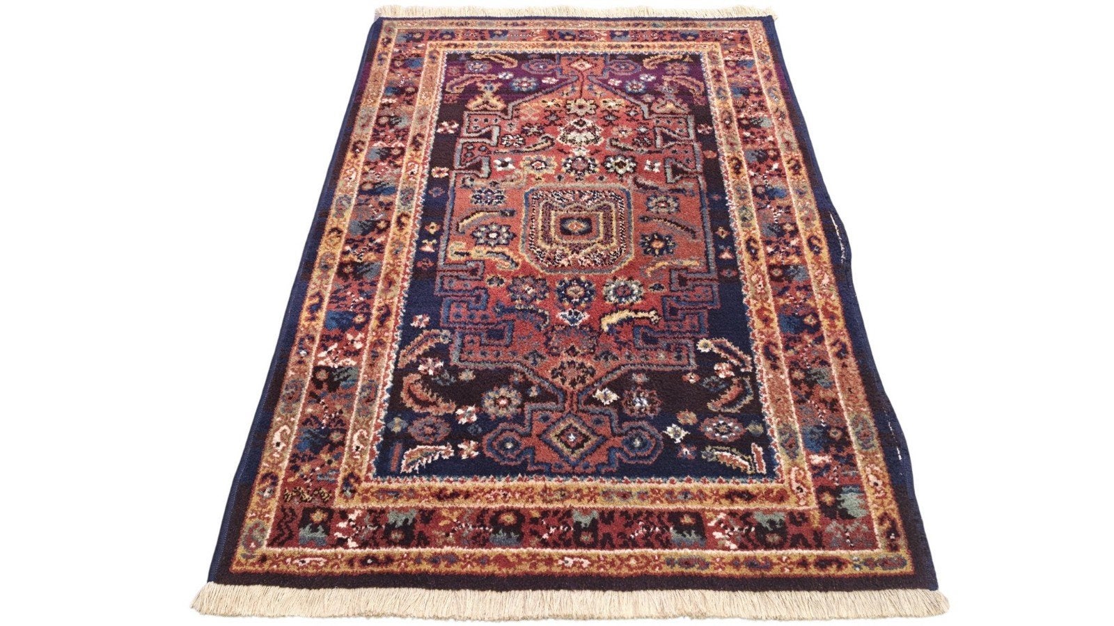 Vintage oosters wol Kazak vloerkleed medallion 102x145cm