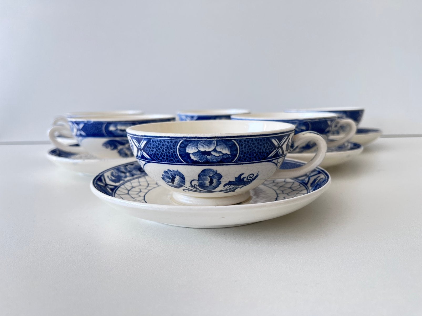 Butterfly servies 6 kop en schotels Societe Ceramique, Ophalen of Verzenden