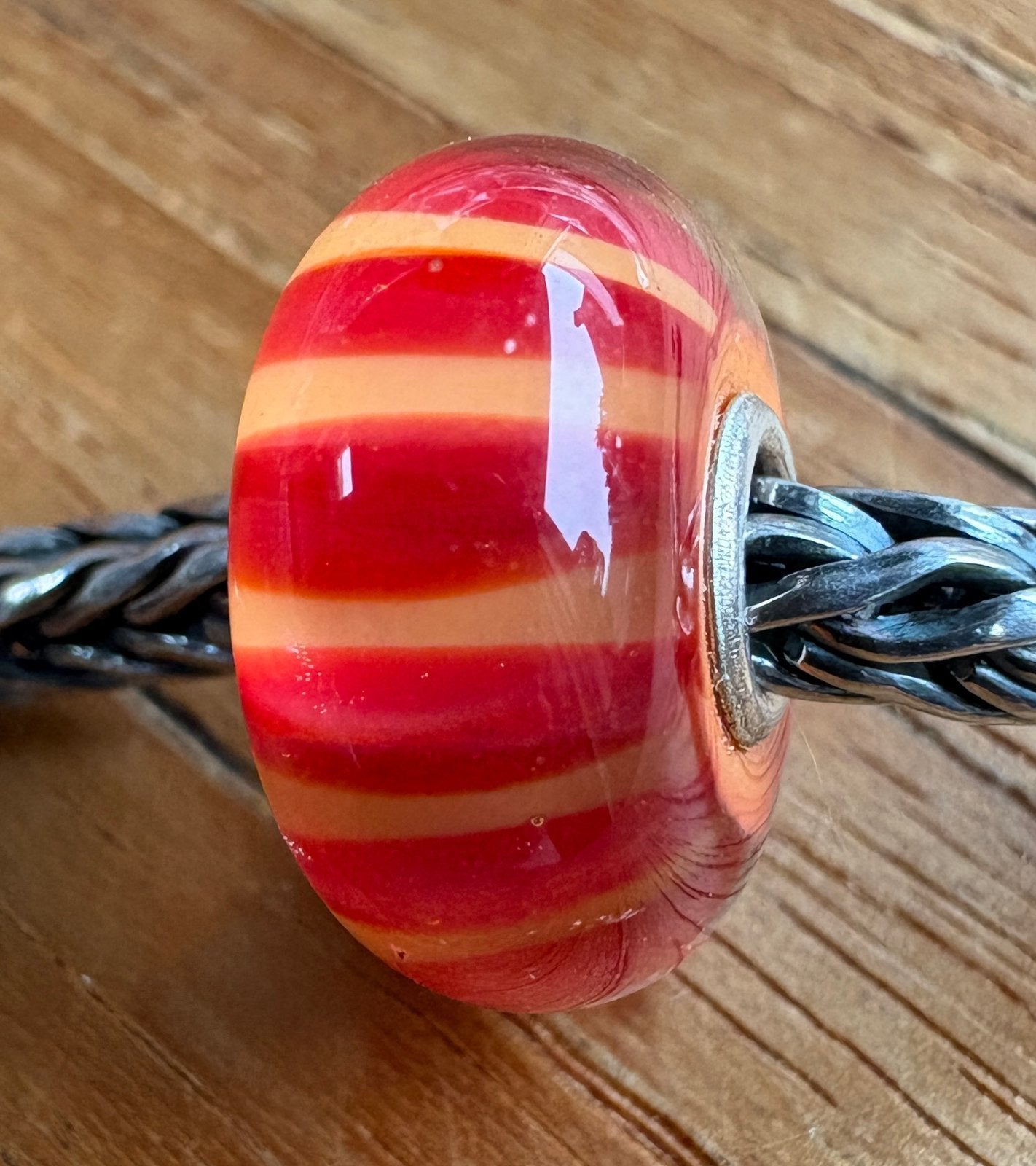 Trollbeads Koraal/Rode Streep NIEUW, Verzenden, Nieuw, Zilver, Trollbeads
