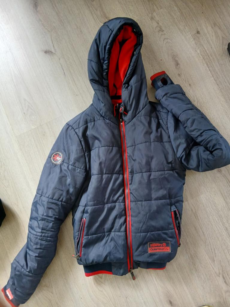 Superdry winterjas mt M, Kleding | Dames, Jassen | Winter, Zo goed als nieuw, Maat 36 (S), Blauw, Ophalen