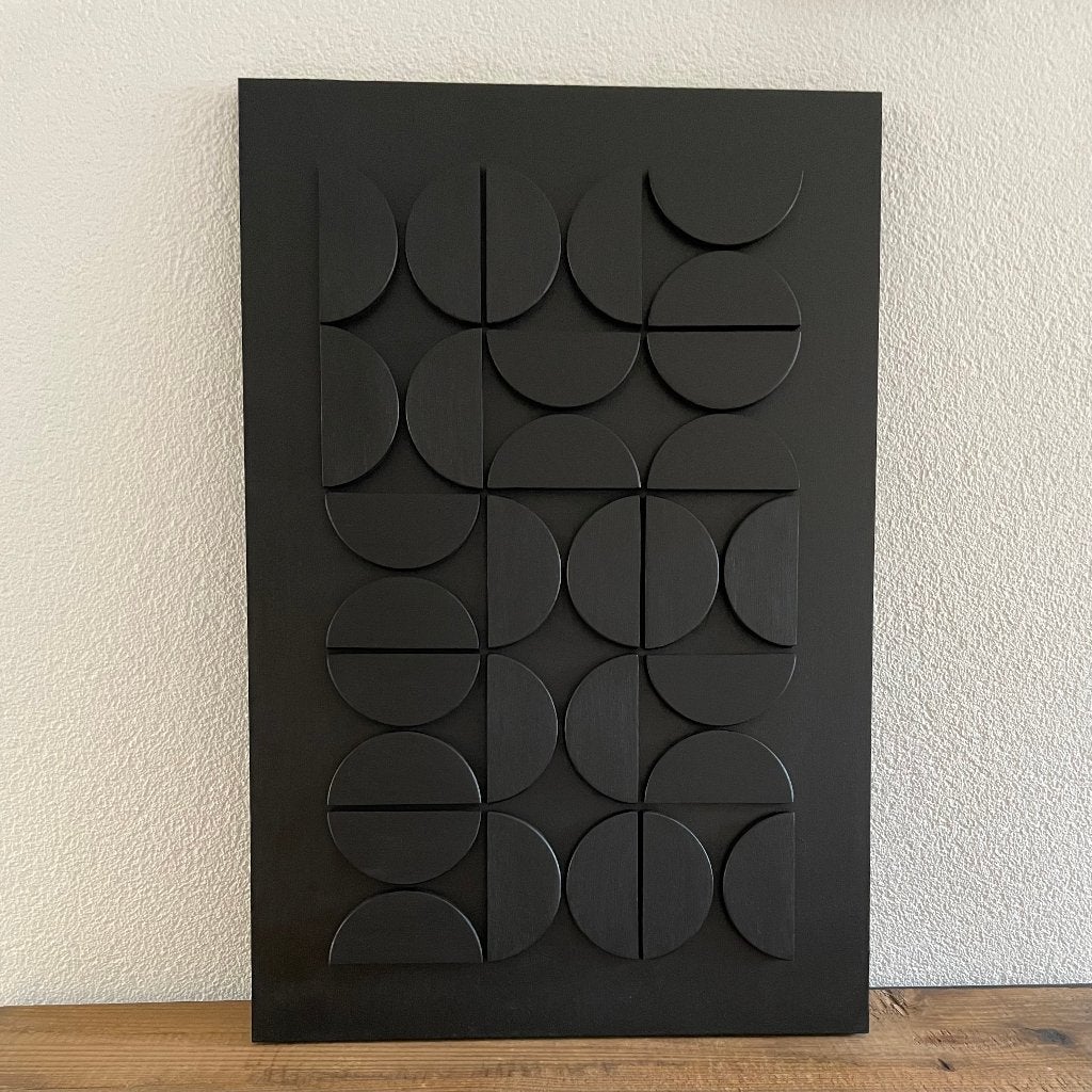 Wanddecoratie van hout met 30 halve cirkels - Handmade, 40 cm, 60 cm, Nieuw, Wandbord of Wandpaneel
