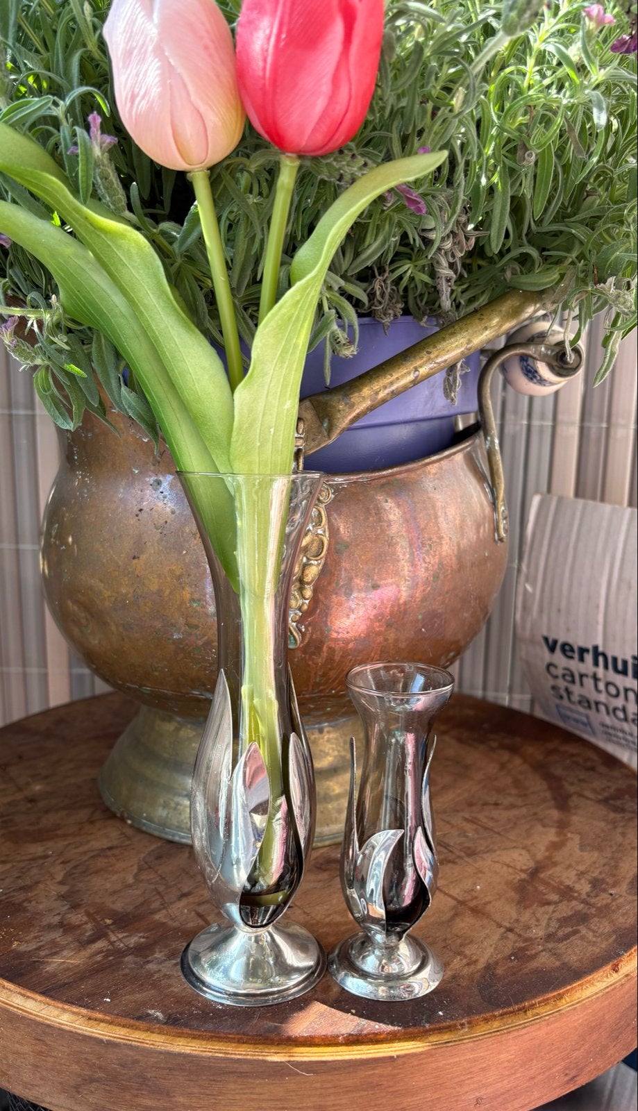 Vintage Quist Tulip Bud Vazen (Jaren '50/'60) Verzilverd, Ophalen of Verzenden