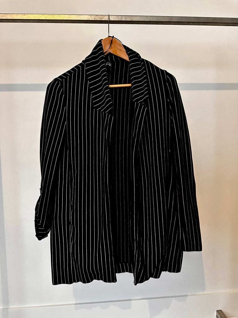 Stradivarius Shirt Blazer Maat L Zwart Wit Gestreept Blazer, Verzenden, Wit, Maat 42/44 (L), Zo goed als nieuw