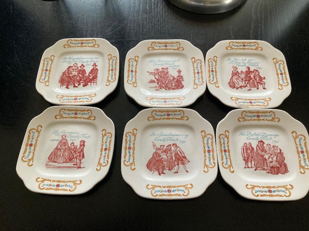 6 stuks bordjes van Boch la Louvieres Cornelis Troost, Antiek en Kunst, Ophalen of Verzenden