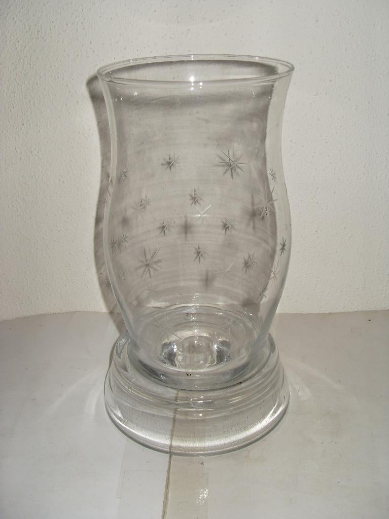 Windlicht van glas met sterretjes / sterren, Overige materialen, Ophalen of Verzenden, Zo goed als nieuw, Kandelaar