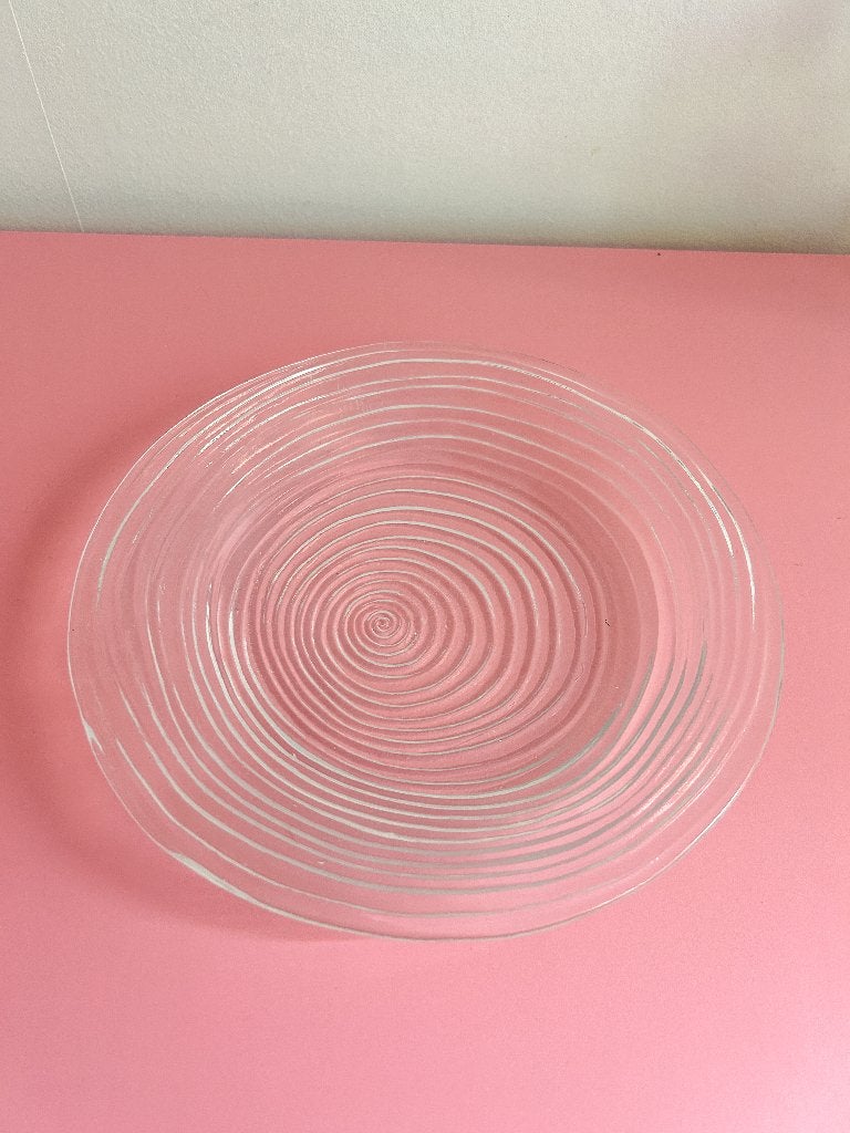 8x glazen borden met swirl patroon transparant, Ophalen of Verzenden, Bord(en), Overige stijlen, Glas