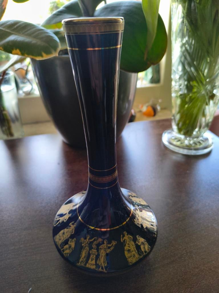 Zwart Grieks vaasje met gouden decoratie, Ophalen of Verzenden