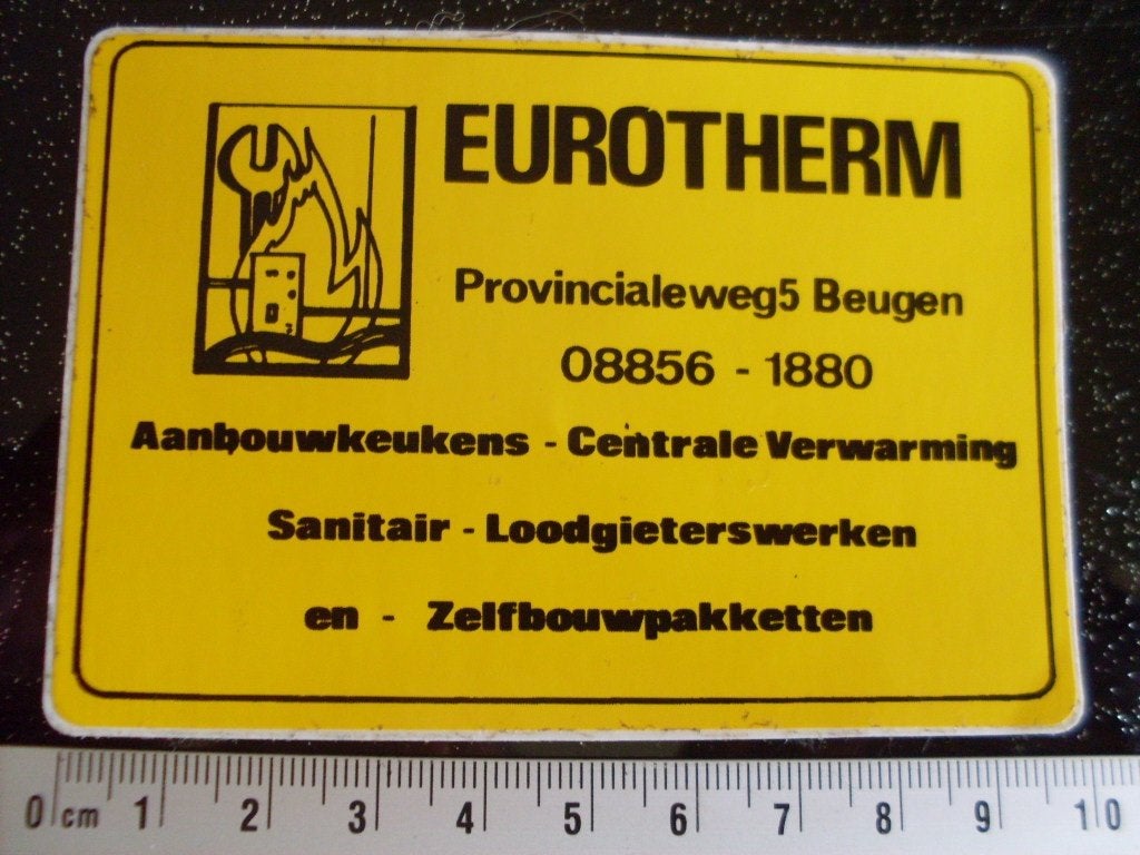 sticker eurotherm beugen logo aanbouwkeukens cv sanitair, Verzenden, Zo goed als nieuw, Bedrijf of Vereniging