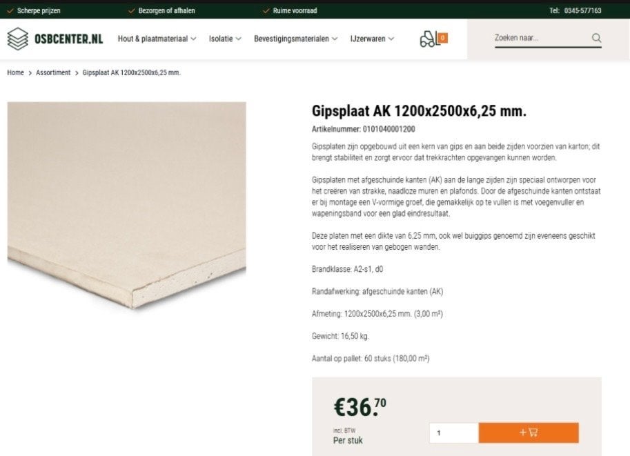 Gipsplaten (buiggips) AK 1200x2500x6,25 mm (12 platen), Ophalen, Nieuw, Overige materialen, Minder dan 20 mm