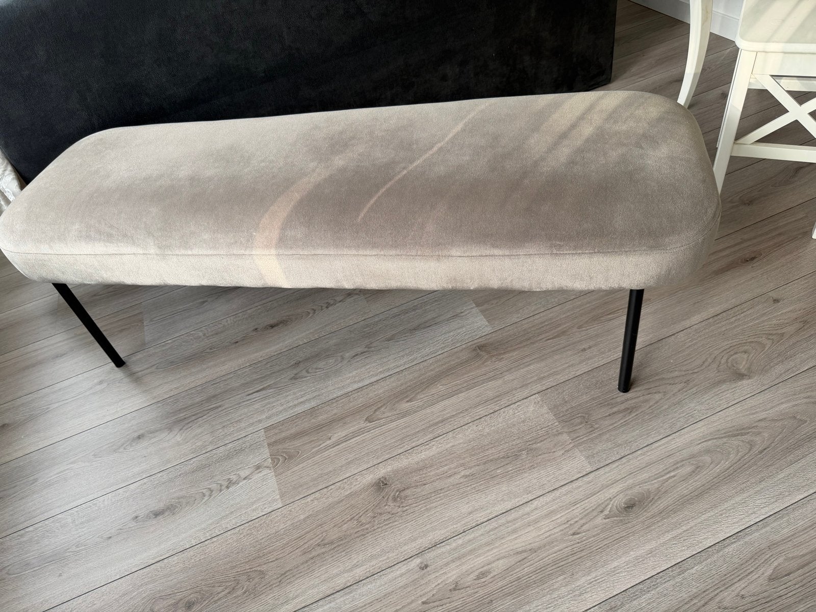 Hocker zitbank antraciet 140x45 cm van Karwei, Ophalen, Zo goed als nieuw, Grijs, Stof