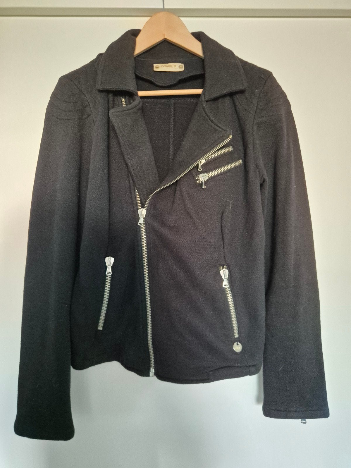 MET and Friends Zwart Katoenen Bikerjack Maat L Nieuw, Maat 38/40 (M), MET Jeans, Zwart, Nieuw