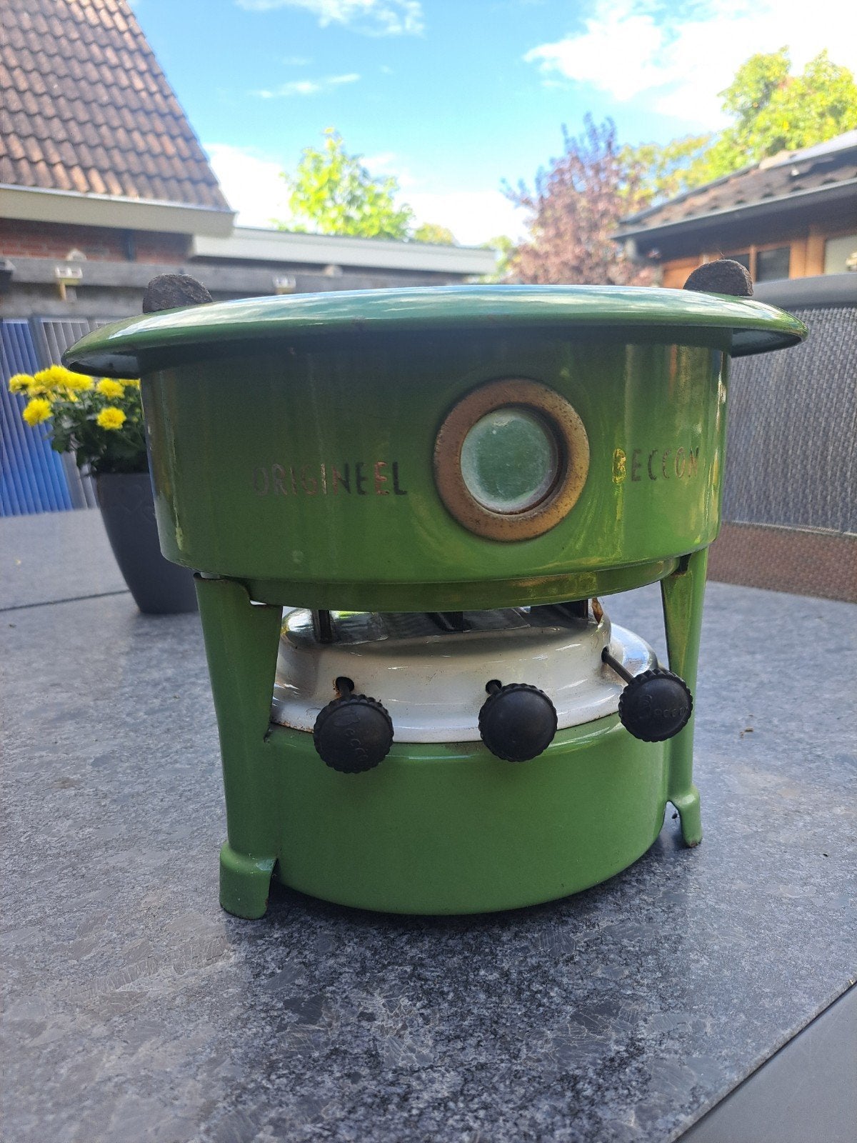 Origineel Beccon petroleumstel - Vintage groen, Antiek en Kunst, Ophalen of Verzenden