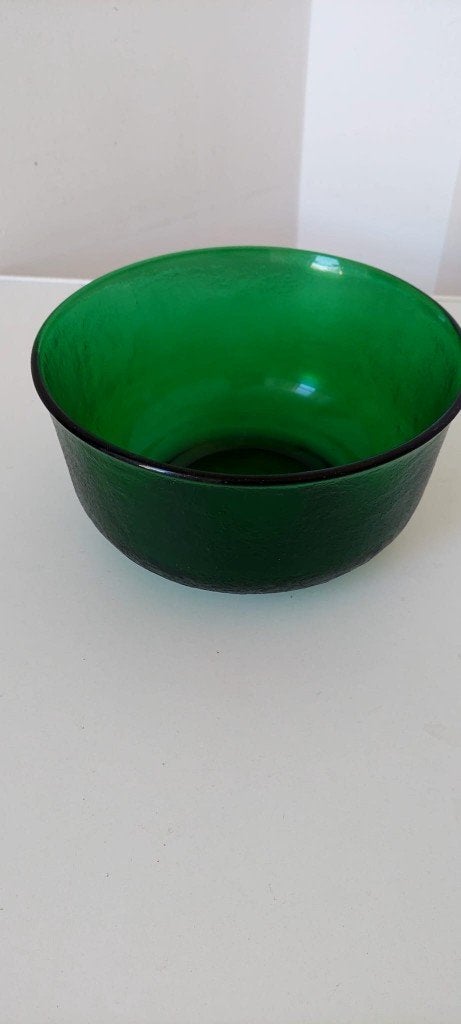 Vintage Arcoroc Sierra groene glazen schaal – Jaren 70 22 cm, Ophalen of Verzenden