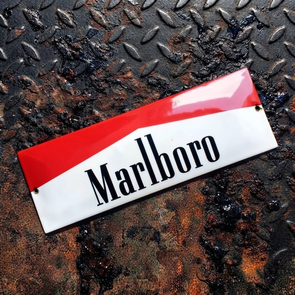 Emaille Reclamebord MARLBORO Red Tabak Vintage Plaat Mancave, Ophalen of Verzenden, Gebruikt, Reclamebord