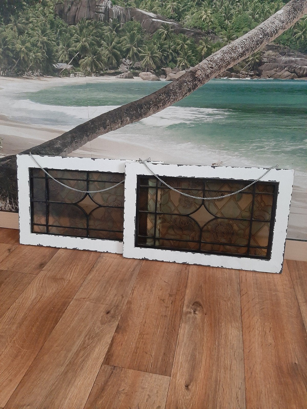 2x Glas in lood ramen - Zeer nette staat, Doe-het-zelf en Verbouw, Glas en Ramen, Gevelraam of Ruit, Minder dan 80 cm, Ophalen of Verzenden