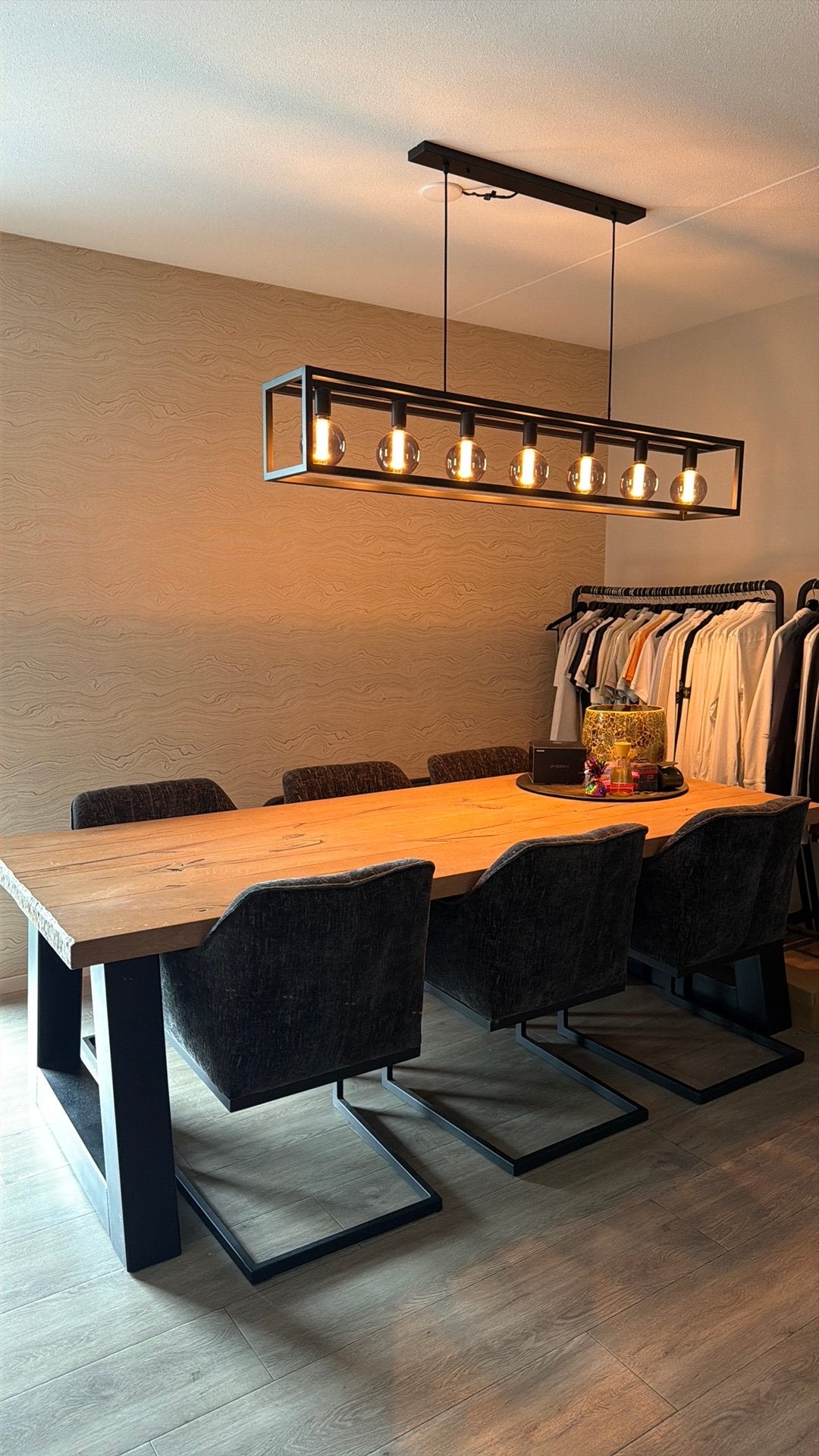 Tafel + stoelen, Ophalen, Gebruikt, Eikenhout, 200 cm of meer