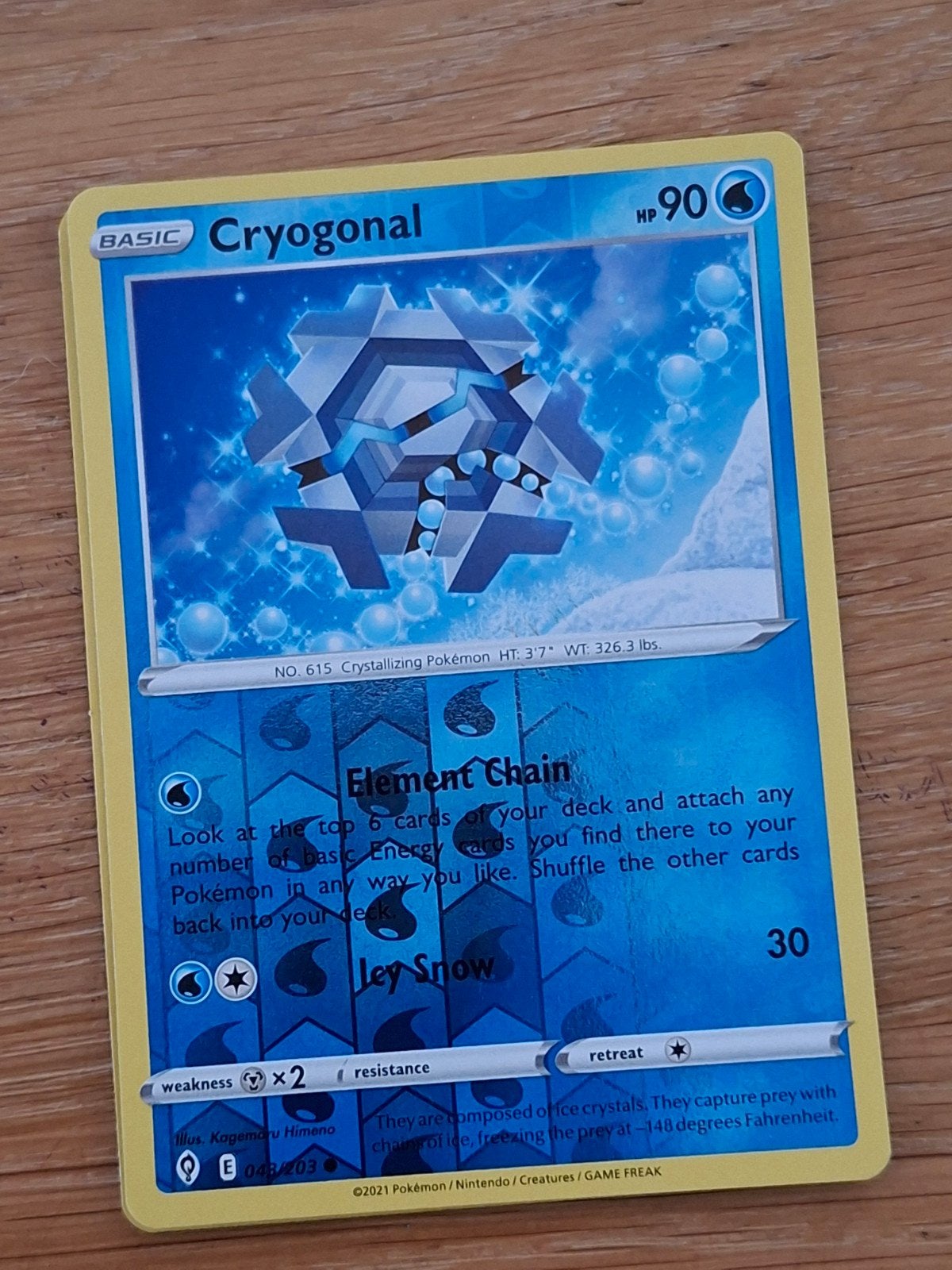 Cryogonal Reverse  048/203 - Evolving Skies Pokémon Kaart, Ophalen of Verzenden, Zo goed als nieuw, Losse kaart, Foil