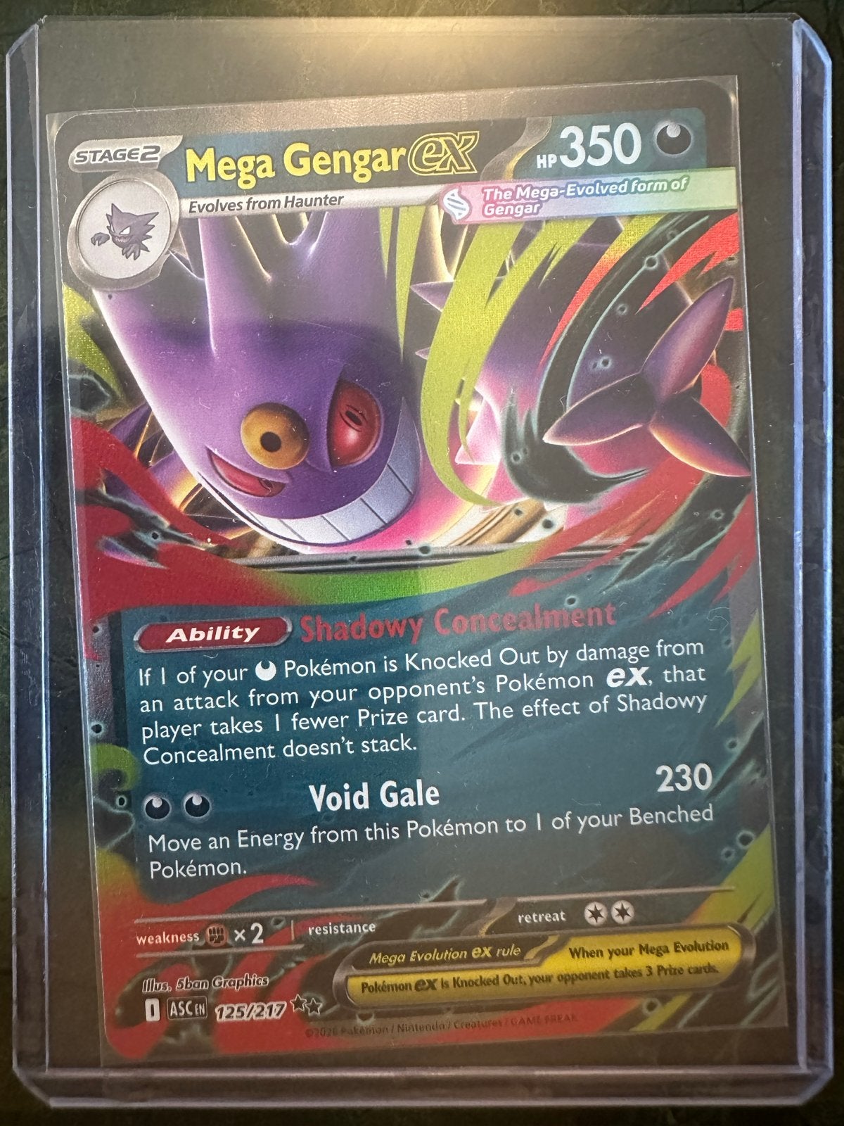 Mega Gengar EX Pokémon kaart 125/217, Ophalen of Verzenden, Zo goed als nieuw, Losse kaart, Foil