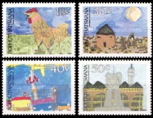 BOPHUTHATSWANA 1989 Kindertekeningen, Michel: 218-21, Postfr, Verzenden, Zuid-Afrika, Postfris