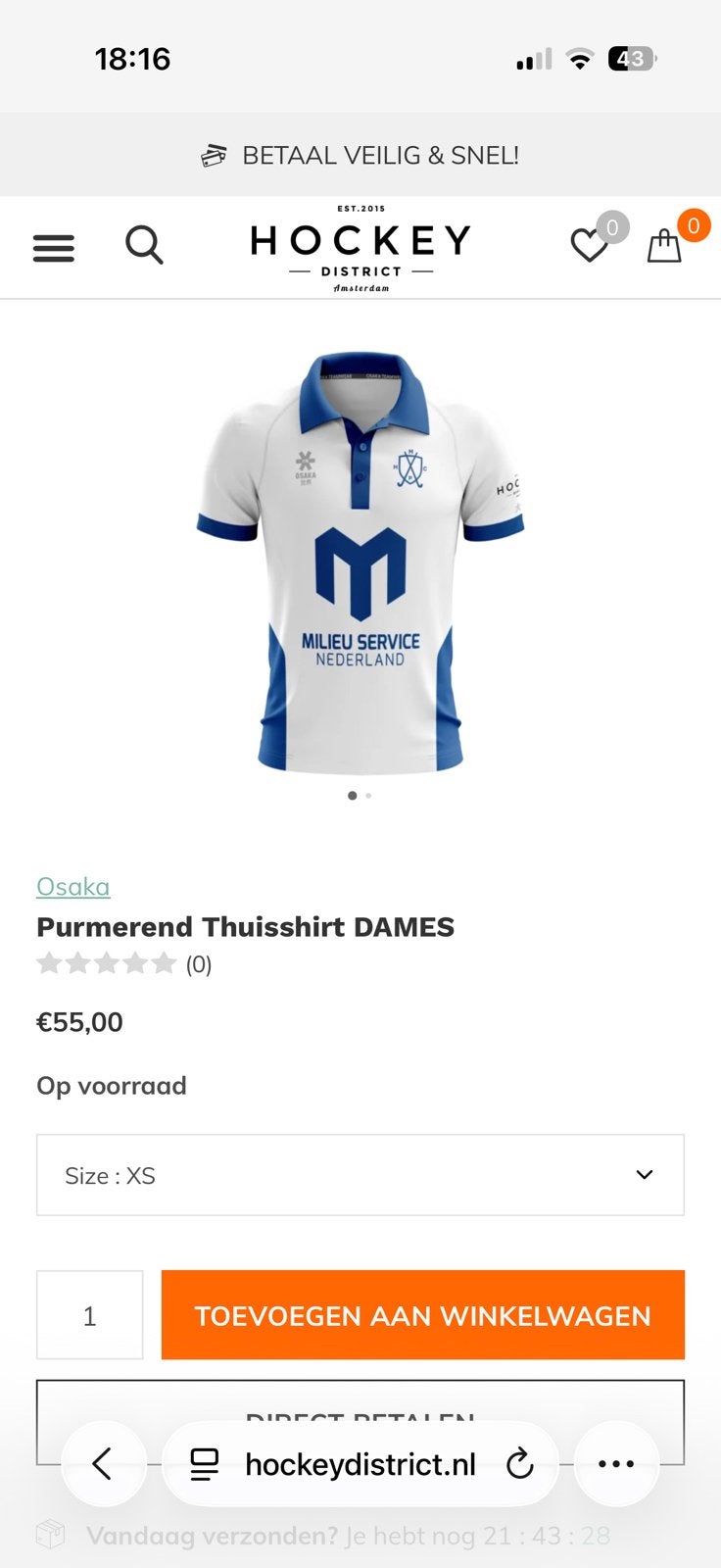 MHCP hockey dames thuis shirt XS zgan Purmerend, Ophalen of Verzenden, Zo goed als nieuw, Kleding