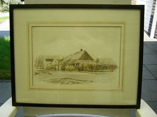 Pentekening van Boerderij leende Zevenhuizen., Verzamelen, Ansichtkaarten | Nederland, Ophalen, 1960 tot 1980, Ongelopen, Noord-Brabant