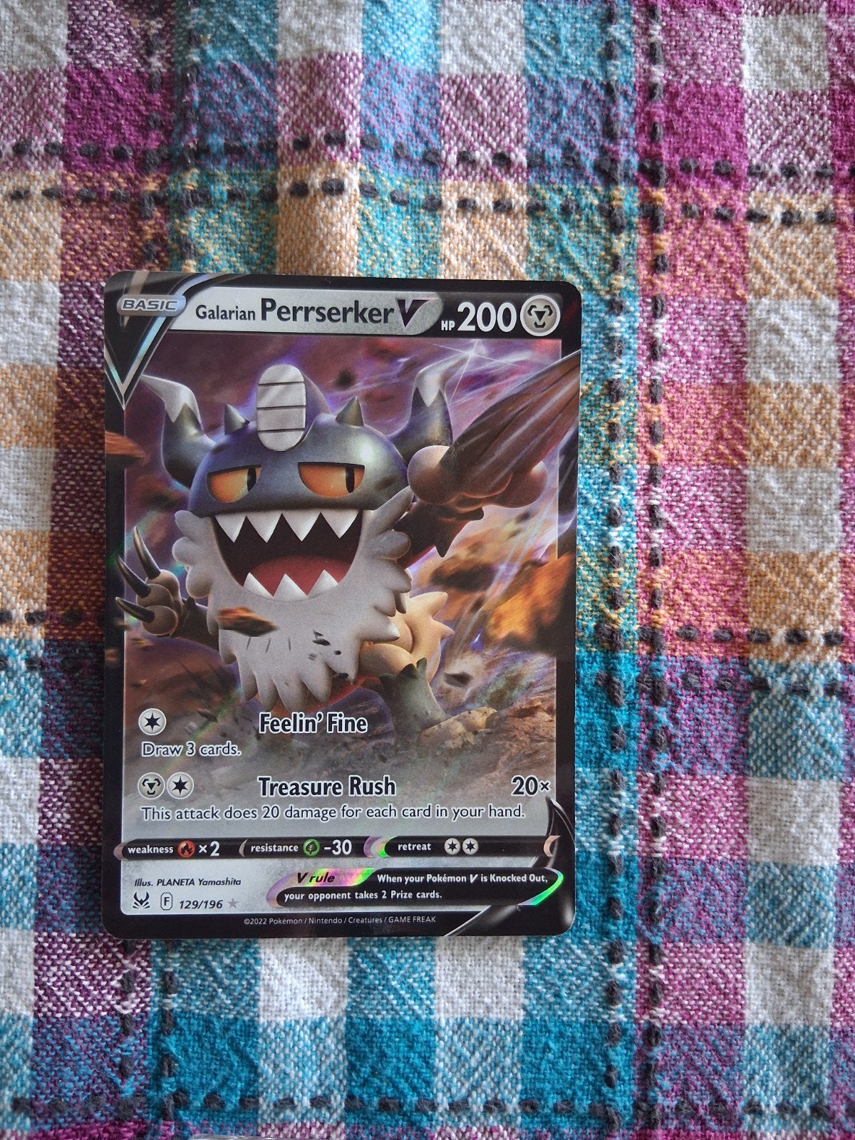 perrserker V pokemonkaart, Ophalen of Verzenden, Zo goed als nieuw, Losse kaart, Foil